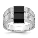 14k White Gold IBGoodman Men's Satin Onyx and 1/6 carat Diamond Complete Ring