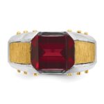 14k Two-tone IBGoodman Men's Created Garnet Complete Ring - Image 6