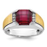 IBGoodman 14k Two-tone Men's Polished and Satin Gemstone and Diamond Ring Mounting