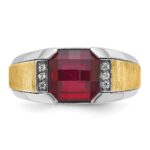 IBGoodman 14k Two-tone Men's Polished and Satin Gemstone and Diamond Ring Mounting - Image 6