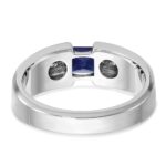IBGoodman 14k White Gold Men's Polished Lab Created Sapphire and 1/5 Carat AA Quality Diamond Ring - Image 7