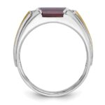 14k Two-tone IBGoodman Men's Satin Created Ruby and 1/20 carat Diamond Complete Ring - Image 2