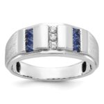 IBGoodman 14k White Gold Men's Polished and Satin 3-Row Ring Mounting
