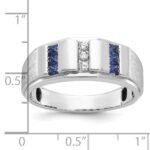 IBGoodman 14k White Gold Men's Polished and Satin 3-Row Ring Mounting - Image 2