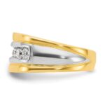 IBGoodman 14k Two-tone Men's Polished and Grooved 7-Stone 3/4 Carat AA Quality Diamond Ring - Image 3