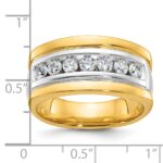 IBGoodman 14k Two-tone Men's Polished and Grooved 7-Stone 3/4 Carat AA Quality Diamond Ring - Image 2