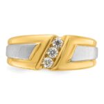 IBGoodman 10k Two-tone Men's Polished and Satin 3-Stone 1/4 Carat A Quality Diamond Ring - Image 6
