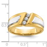 IBGoodman 14k Two-tone Men's Polished and Satin 3-Stone Ring Mounting - Image 3