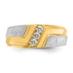 IBGoodman 14k Two-tone Men's Polished Satin and Grooved 3-Stone Ring Mounting - Image 6