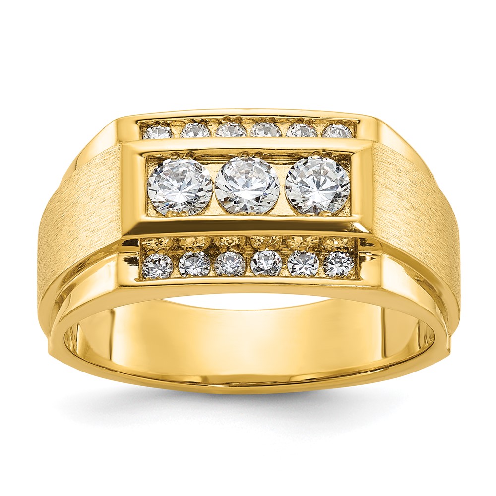 B58017-4YAA-6.jpg IBGoodman 14k 3/4 carat Lab Grown Diamond VS/SI+ G+ Complete Polished and Satin Men's Ring - Image 1