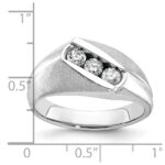 IBGoodman 14k White Gold Men's Polished and Satin 3-Stone 1/2 Carat AA Quality Diamond Ring - Image 3