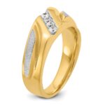 IBGoodman 14k Two-tone Men's Polished Satin and Grooved 4-Stone 1/4 Carat AA Quality Diamond Ring - Image 8