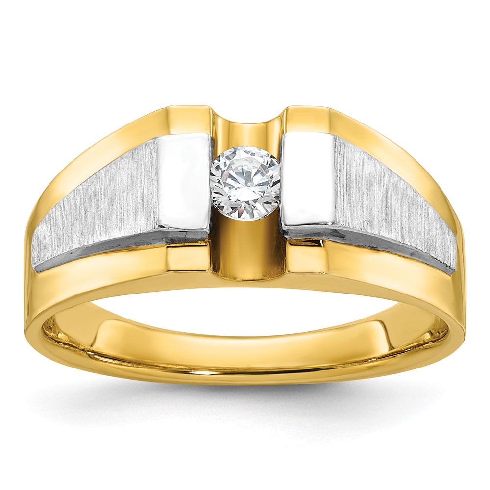 B58199-4YWAA-7.jpg IBGoodman 14k Two-tone 1/4 carat Lab Grown Diamond VS/SI+ G+ Complete Polished and Satin Men's Ring - Image 1
