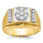 14k Two-tone IBGoodman Men's Polished and Satin Cluster Ring Mounting