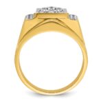 IBGoodman 14k Two-tone Men's Polished and Satin 1/2 Carat AA Quality Diamond Cluster Ring - Image 2