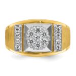 IBGoodman 14k Two-tone Men's Polished and Satin 1/2 Carat AA Quality Diamond Cluster Ring - Image 6