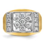 IBGoodman 14k Two-tone Men's Polished and Satin 1 Carat AA Quality Diamond Cluster Ring - Image 4