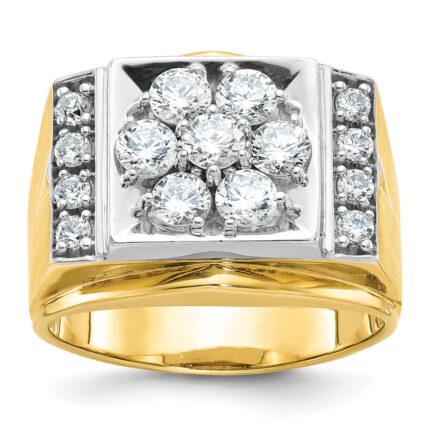 14k Two-tone IBGoodman Men's Polished and Satin Cluster Ring Mounting