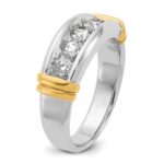 IBGoodman 14k Two-tone Men's Polished and Grooved 5-Stone 1 Carat AA Quality Diamond Ring - Image 8