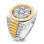 14ktt IBGoodman Men's Polished Satin & D/C Round Cluster Ring Mtg - Image 6