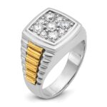 IBGoodman 14k Two-tone Men's Polished and Textured 1 Carat AA Quality Diamond Cluster Ring - Image 6