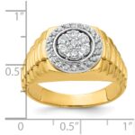 IBGoodman 14k Two-tone Men's Polished Satin and Ribbed Round Cluster Ring Mounting - Image 3