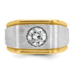 14k Two-tone IBGoodman Men's Polished and Satin 1ct carat Diamond Complete Ring - Image 6