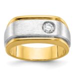 14k Two-tone IBGoodman Men's Polished and Satin 1/4 carat Diamond Complete Ring