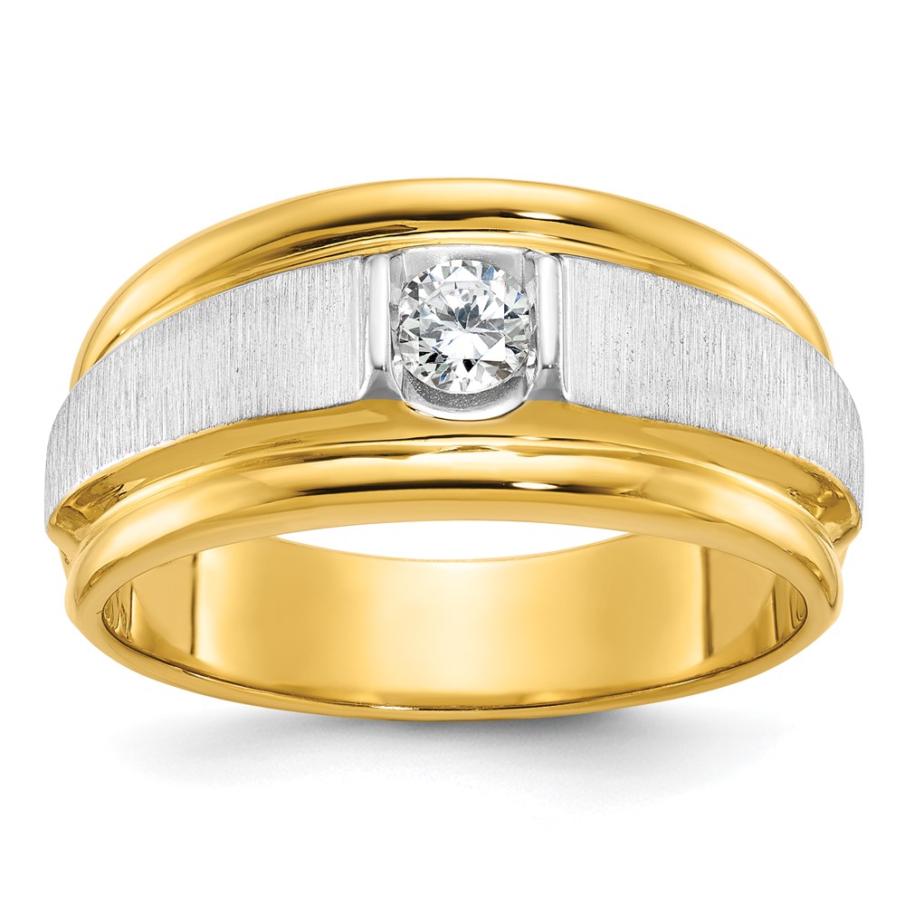 B58385-4YWAA.jpg 14k Two-tone IBGoodman Men's Polished and Satin 1/4 carat Diamond Complete Ring - Image 1