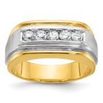 IBGoodman 10k Two-tone Men's Polished Satin and Grooved 5-Stone 1/2 Carat A Quality Diamond Ring