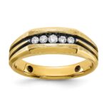 IBGoodman 14k Men's Polished Satin and Grooved 5-Stone Ring Mounting