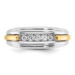 IBGoodman 14k Two-tone Men's Polished and Grooved 5-Stone 1/4 Carat AA Quality Diamond Ring - Image 6
