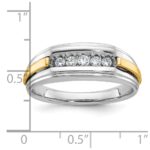 IBGoodman 14k Two-tone Men's Polished and Grooved 5-Stone 1/4 Carat AA Quality Diamond Ring - Image 3