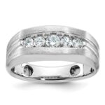 IBGoodman 10k White Gold Men's Polished and Brushed 5-Stone 1/2 Carat A Quality Diamond Ring