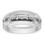 IBGoodman 14k White Gold Men's Polished Satin and Grooved 5-Stone 1 Carat AA Quality Diamond Ring - Image 5