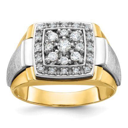 IBGoodman 10k Two-tone Men's Polished and Satin 1/2 Carat A Quality Diamond Ring