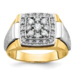IBGoodman 14k Two-tone Men's Polished and Satin 1/2 Carat AA Quality Diamond Ring
