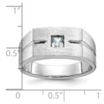 14k White Gold IBGoodman Men's Polished and Satin 1/4 carat Diamond Complete Ring - Image 3