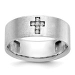IBGoodman 14k White Gold Men's Satin 1/20 Carat AA Quality Diamond Cross Ring