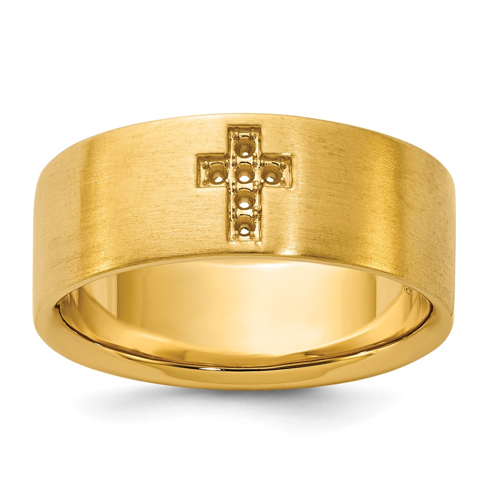 B58773-4Y.jpg 10k IBGoodman Men's Satin Cross Ring Mounting - Image 1