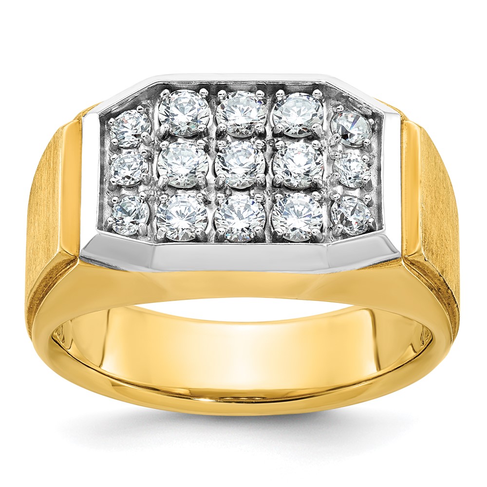 B58809-4YAA-1.jpg IBGoodman 14k with White Rhodium Men's Polished and Satin 1 Carat AA Quality Diamond Cluster Ring - Image 1