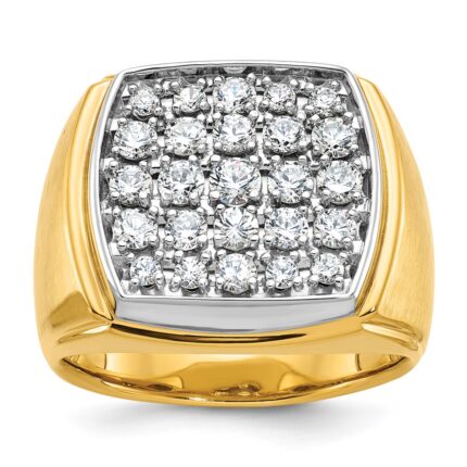 IBGoodman 14k Two Tone 1 3/4 carat Lab Grown Diamond VS/SI+ G+ Complete Men's Polished and Satin Cluster Ring