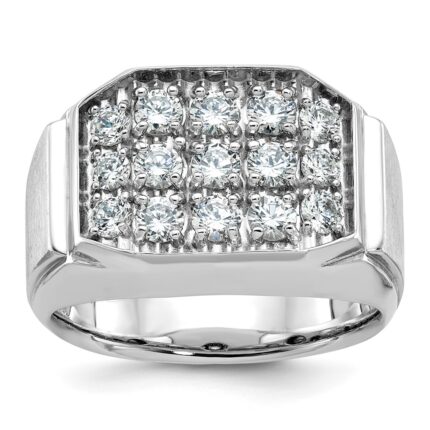 14k White Gold IBGoodman Men's Polished & Satin Cluster Ring Mounting