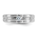 14k White Gold IBGoodman Men's Polished and Satin 1/6 carat Diamond Complete Ring - Image 4
