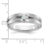 14k White Gold IBGoodman Men's Polished and Satin 1/6 carat Diamond Complete Ring - Image 2