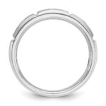 IBGoodman 14k White Gold Men's Polished Satin and Grooved 3-Stone Ring Mounting - Image 2