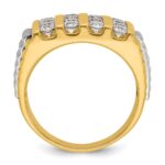 IBGoodman 14k Two Tone 2 carat Lab Grown Diamond VS/SI+ G+ Complete Grooved Four Row Men's Ring - Image 2