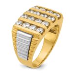 IBGoodman 14k Two-tone Men's Polished and Textured 4-Row 2 Carat AA Quality Diamond Ring - Image 8