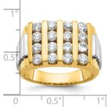IBGoodman 14k Two-tone Men's Polished and Textured 4-Row 2 Carat AA Quality Diamond Ring - Image 3