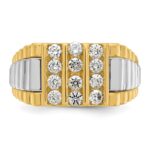IBGoodman 14k Two Tone 1 carat Lab Grown Diamond VS/SI+ G+ Complete Grooved Four Row Men's Ring - Image 4